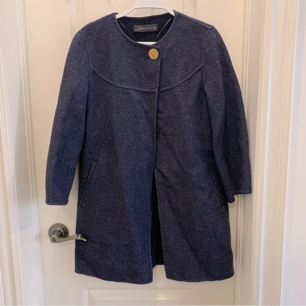 zara dark blue coat (size s)